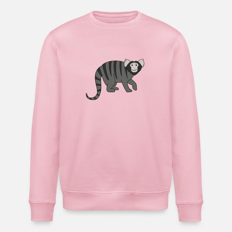 Marmosets Monkey - Stanley/Stella ROLLER Unisex Organic Sweatshirt - cotton pink