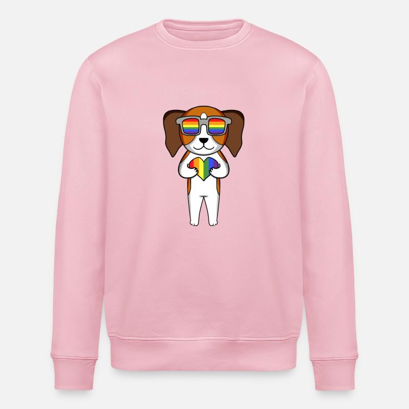 LGBT Hund Beagle Regenbogen - Stanley/Stella Unisex Bio-Sweatshirt ROLLER - Hellrosa