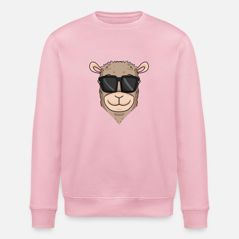 Cooles Lama mit Sonnenbrille - Stanley/Stella Unisex Bio-Sweatshirt ROLLER - Hellrosa