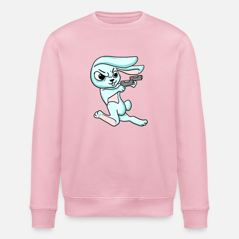 Hase mit Pistole - Stanley/Stella Unisex Bio-Sweatshirt ROLLER - Hellrosa