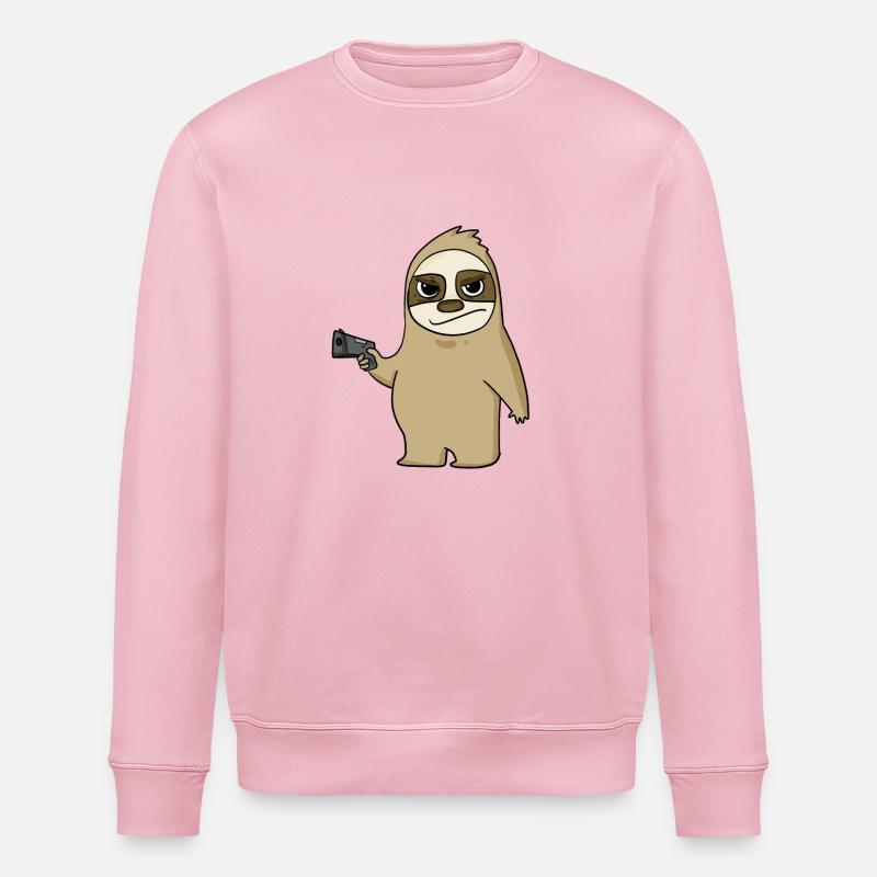 Faultier mit Pistole - Stanley/Stella Unisex Bio-Sweatshirt ROLLER - Hellrosa