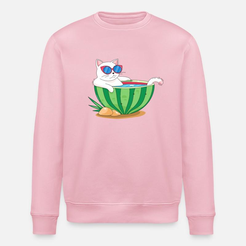 Katze und wassermelone - Stanley/Stella Unisex Bio-Sweatshirt ROLLER - Hellrosa