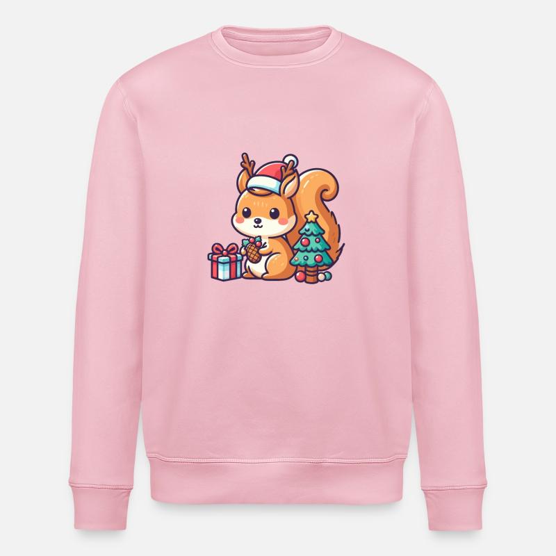 Petit écureuil de Noël - Sweat bio ROLLER Stanley/Stella Unisexe - rose pâle