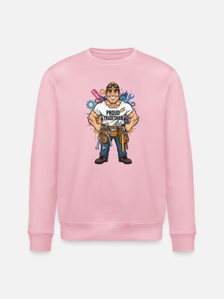 Stolzer Handwerker Comicstil Handwerk Beruf Design - Stanley/Stella Unisex Bio-Sweatshirt ROLLER - Hellrosa