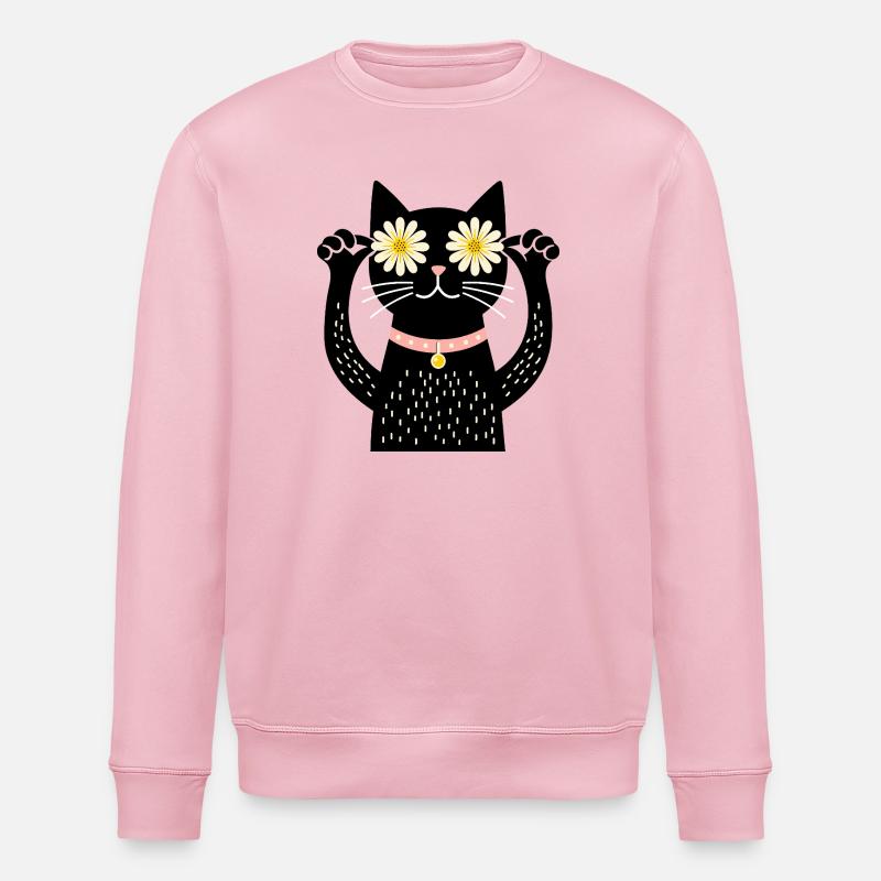 Katze und gänseblümchen - Stanley/Stella Unisex Bio-Sweatshirt ROLLER - Hellrosa