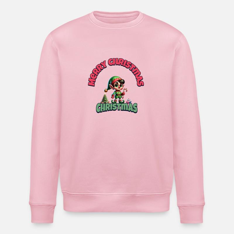 Fröhlicher Weihnachts-Elf - Stanley/Stella Unisex Bio-Sweatshirt ROLLER - Hellrosa