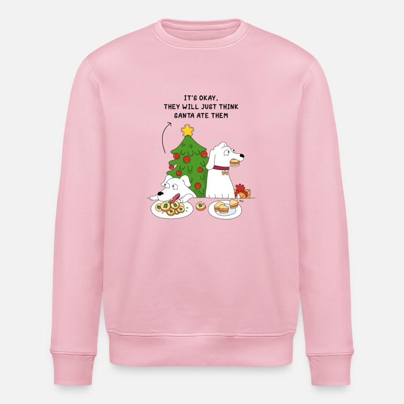 Chiens et biscuits de Noël - Sweat bio ROLLER Stanley/Stella Unisexe - rose pâle
