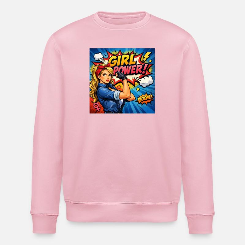 Mädchenkraft Comicheldin - Stanley/Stella Unisex Bio-Sweatshirt ROLLER - Hellrosa