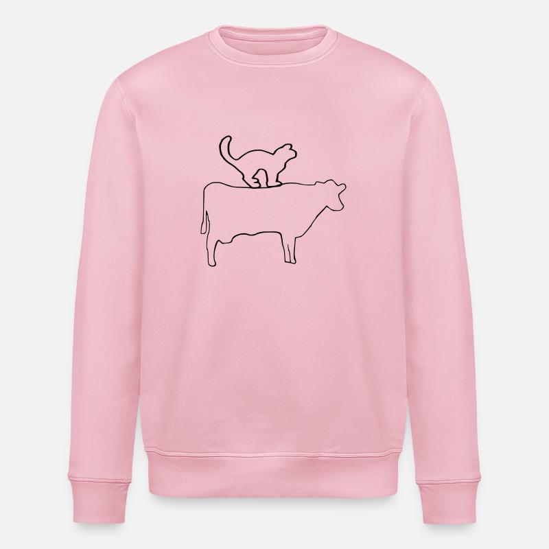 Chat vache - Sweat bio ROLLER Stanley/Stella Unisexe - rose pâle