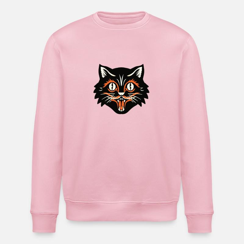 Schwarze Katze - Stanley/Stella Unisex Bio-Sweatshirt ROLLER - Hellrosa