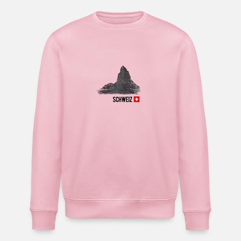 Schweiz - "Berge" - Stanley/Stella Unisex Bio-Sweatshirt ROLLER - Hellrosa