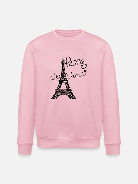 Paris Je T'aime Eiffel tower - Stanley/Stella ROLLER Unisex Organic Sweatshirt - cotton pink