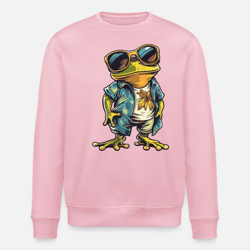 grenouille drôle d’été - Sweat bio ROLLER Stanley/Stella Unisexe - rose pâle