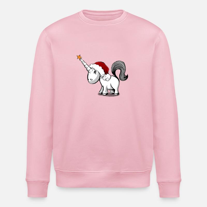 Einhorn Weihnmachten - Stanley/Stella Unisex Bio-Sweatshirt ROLLER - Hellrosa