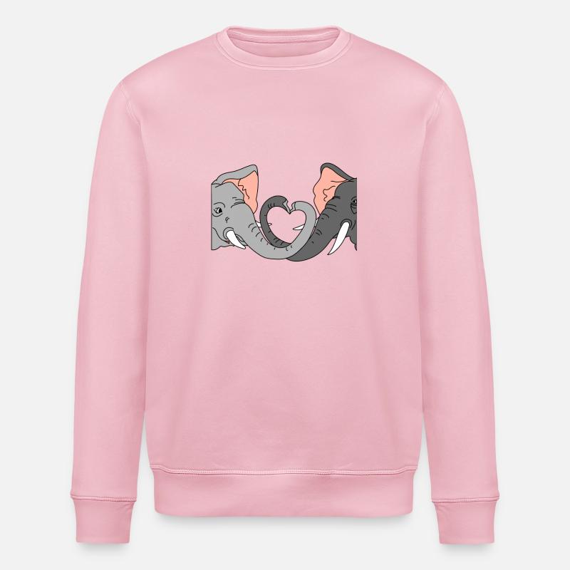 Elefanten Liebe Herz Rüssel - Stanley/Stella Unisex Bio-Sweatshirt ROLLER - Hellrosa