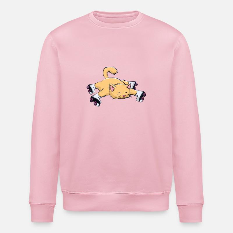 Cat with roller skates - Stanley/Stella ROLLER Unisex Organic Sweatshirt - cotton pink