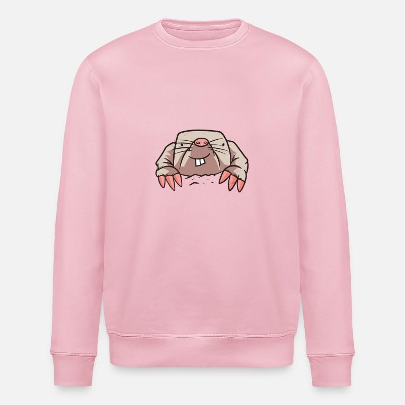 Mole Animal Gift - Stanley/Stella ROLLER Unisex Organic Sweatshirt - cotton pink