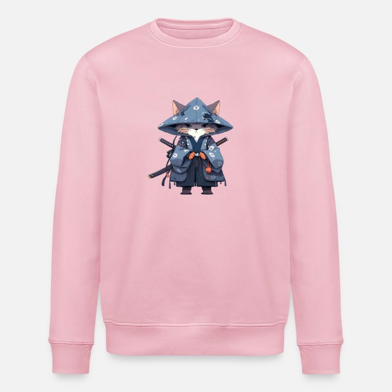 Asia Cat Japanese Samurai Samurai - Stanley/Stella ROLLER Unisex Organic Sweatshirt - cotton pink