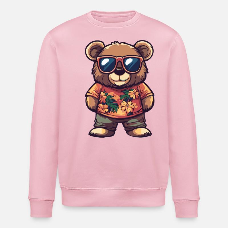 Bear Comic Funny Summer - Stanley/Stella ROLLER Unisex Organic Sweatshirt - cotton pink