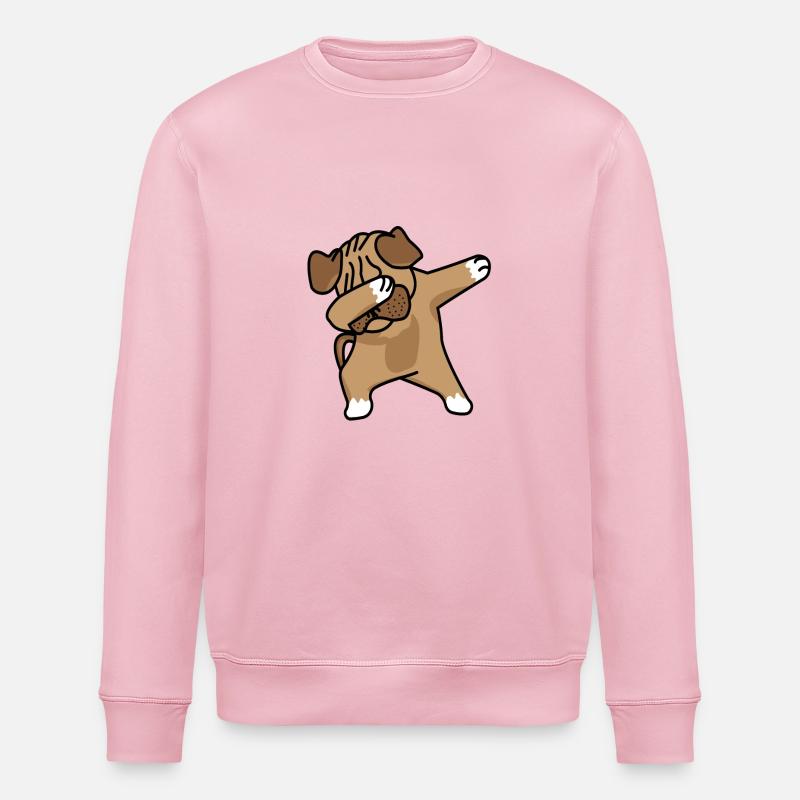 Pug Mops dab Dog hund - Stanley/Stella Unisex Bio-Sweatshirt ROLLER - Hellrosa