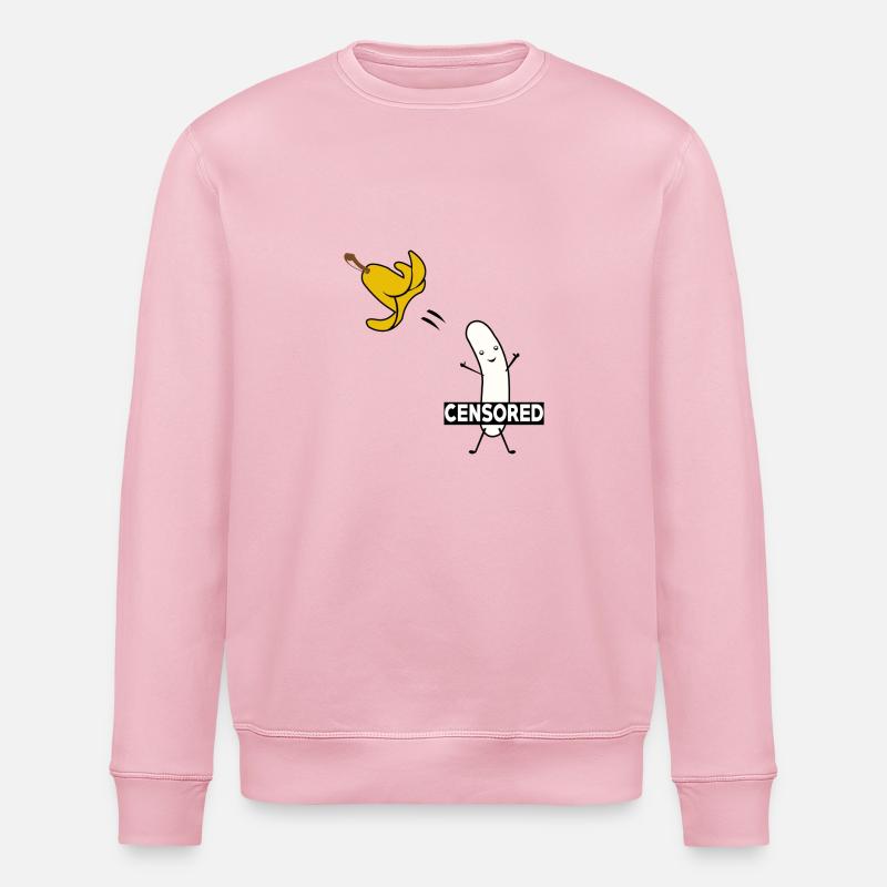 STRIPTEASE BANANA FUNNY COMIC - Stanley/Stella ROLLER Unisex Organic Sweatshirt - cotton pink