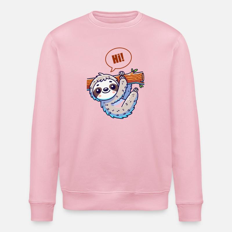 sloth comic - Stanley/Stella ROLLER Unisex Organic Sweatshirt - cotton pink