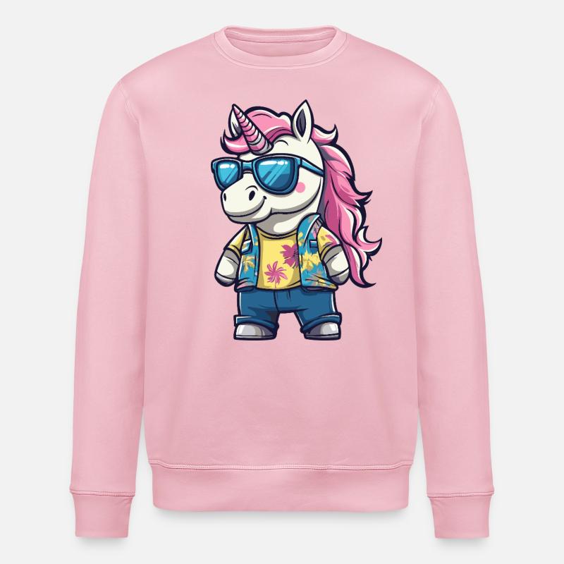 Einhorn Lustig Sommer - Stanley/Stella Unisex Bio-Sweatshirt ROLLER - Hellrosa