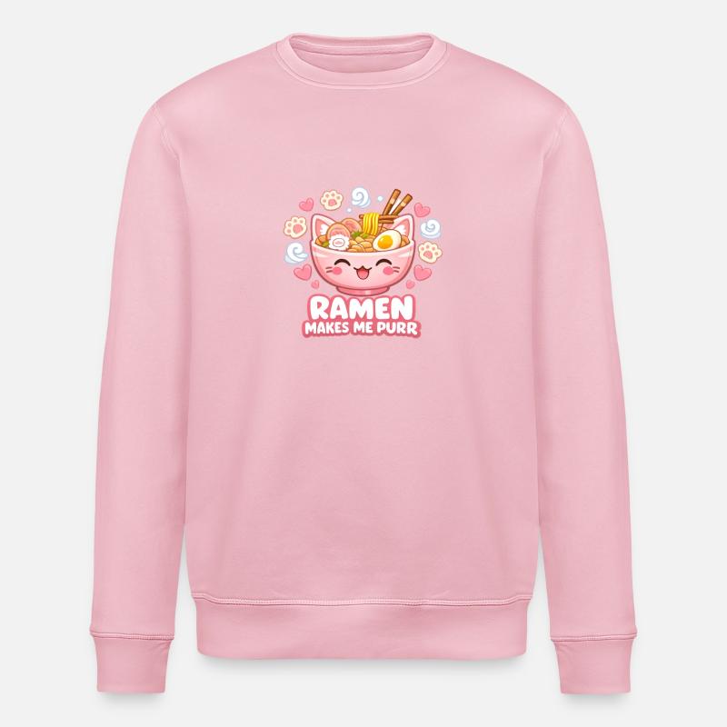 Le ramen me fait ronronner - Sweat bio ROLLER Stanley/Stella Unisexe - rose pâle