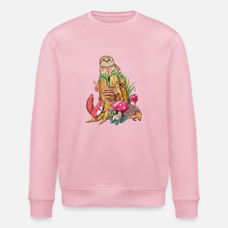 Forest animals - Stanley/Stella ROLLER Unisex Organic Sweatshirt - cotton pink