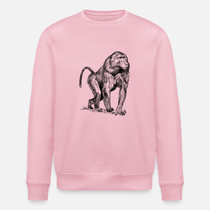Monkey baboon - Stanley/Stella ROLLER Unisex Organic Sweatshirt - cotton pink