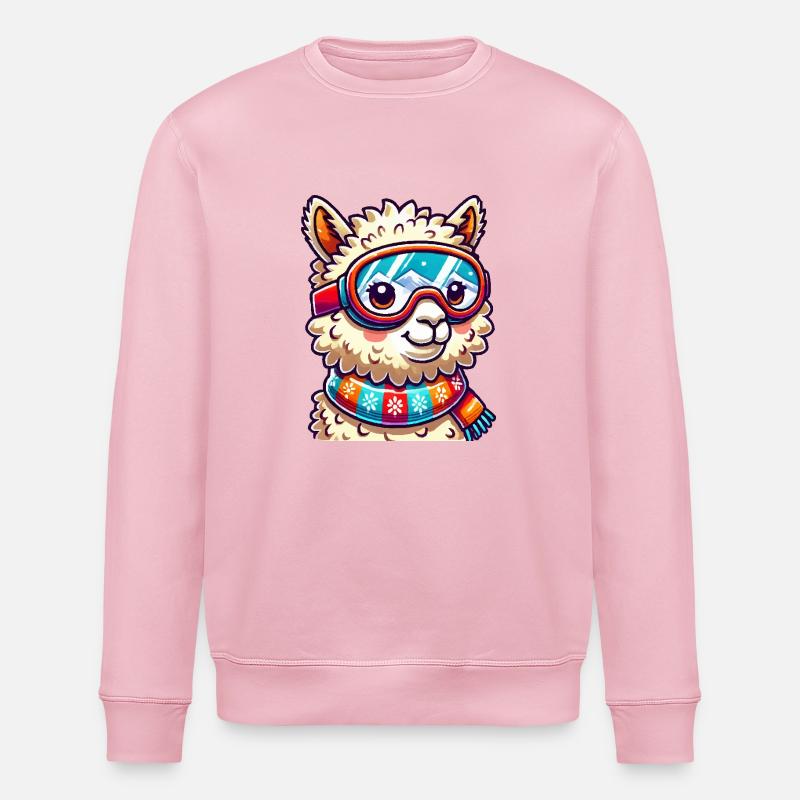 Llama Comic Ski Goggles - Stanley/Stella ROLLER Unisex Organic Sweatshirt - cotton pink
