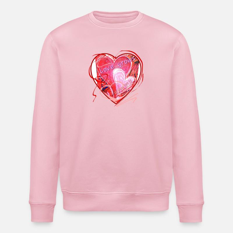 Motif cœur lovegrowsifyouletit - Sweat bio ROLLER Stanley/Stella Unisexe - rose pâle