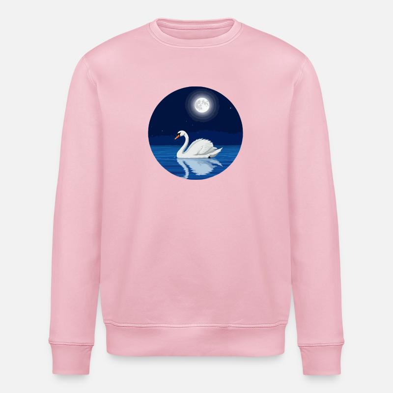 Swan at full moon - Stanley/Stella ROLLER Unisex Organic Sweatshirt - cotton pink
