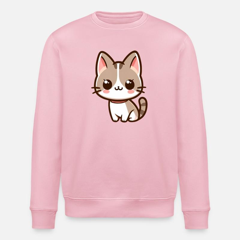 Chat souriant mignon - Sweat bio ROLLER Stanley/Stella Unisexe - rose pâle