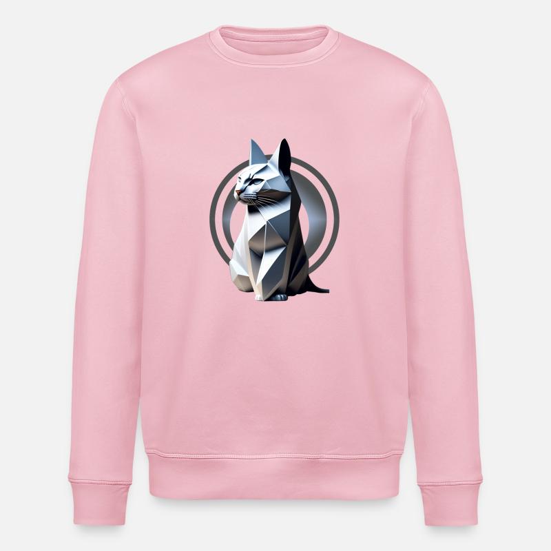 Graue Katze im Origami-Stil - Stanley/Stella Unisex Bio-Sweatshirt ROLLER - Hellrosa