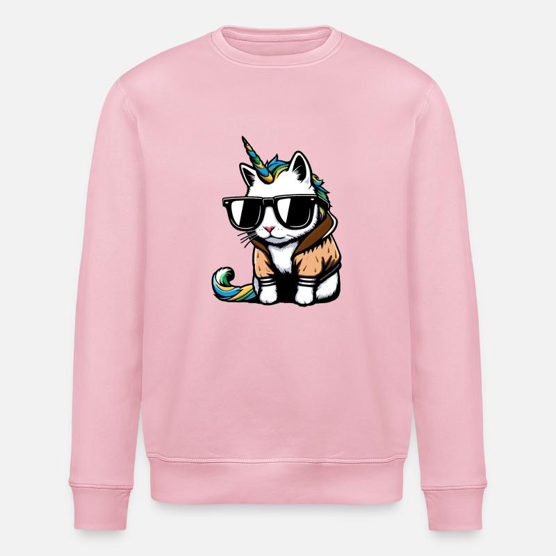 Chat-licorne - Sweat bio ROLLER Stanley/Stella Unisexe - rose pâle