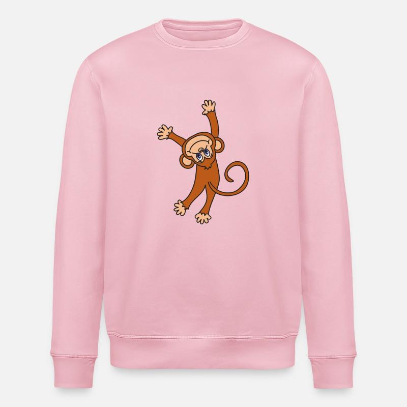 Monkey chimpanzee - Stanley/Stella ROLLER Unisex Organic Sweatshirt - cotton pink