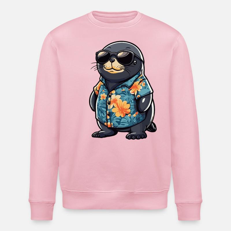 phoque animal drôle d’été - Sweat bio ROLLER Stanley/Stella Unisexe - rose pâle