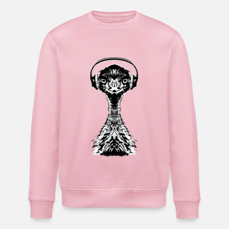 Emu mit Kopfhörer - Stanley/Stella Unisex Bio-Sweatshirt ROLLER - Hellrosa