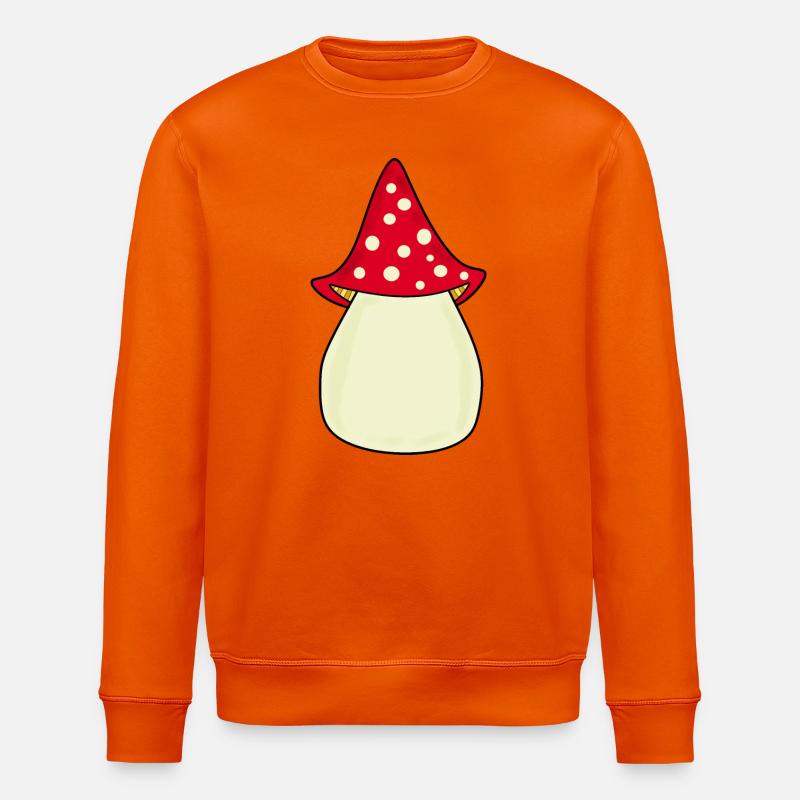 Mushroom Toadstool Pattern Personalizable Gift - Stanley/Stella ROLLER Unisex Organic Sweatshirt - bright orange
