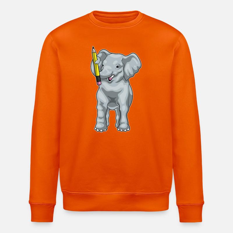 Elefant Schüler Bleistift Schule - Stanley/Stella Unisex Bio-Sweatshirt ROLLER - Tieforange