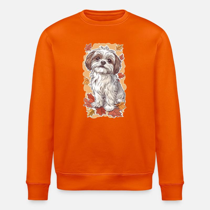 Shih Tzu Herbstblätter - Stanley/Stella Unisex Bio-Sweatshirt ROLLER - Tieforange