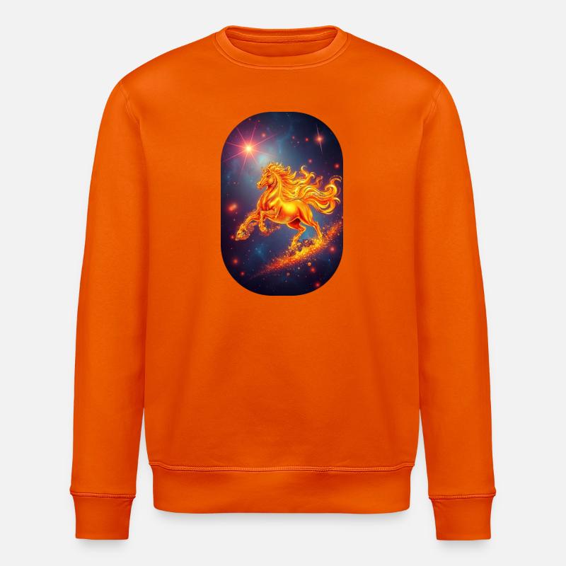 Goldenes Feuerpferd Sternenhimmel Tierkreiszeichen - Stanley/Stella Unisex Bio-Sweatshirt ROLLER - Tieforange
