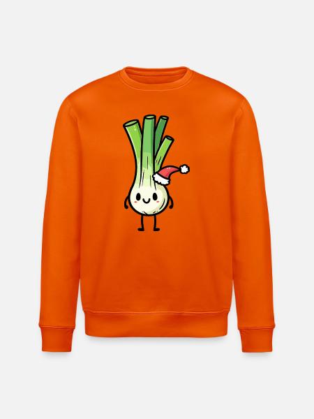 Kawaii Lauch mit Weihnachtsmütze - Stanley/Stella Unisex Bio-Sweatshirt ROLLER - Tieforange