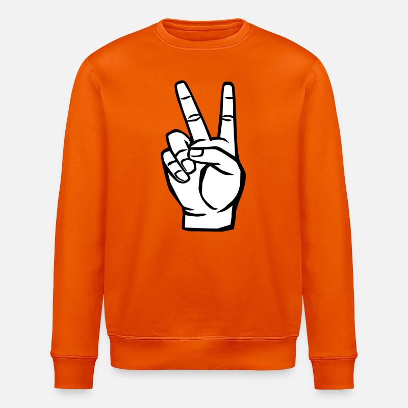 Peace Zeichen - Victory Symbol - Stanley/Stella Unisex Bio-Sweatshirt ROLLER - Tieforange
