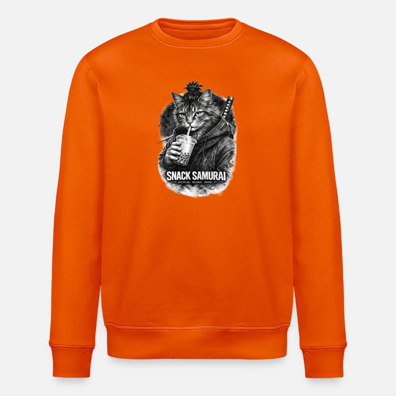 Snack Samurai Cat I - Stanley/Stella ROLLER Unisex Organic Sweatshirt - bright orange