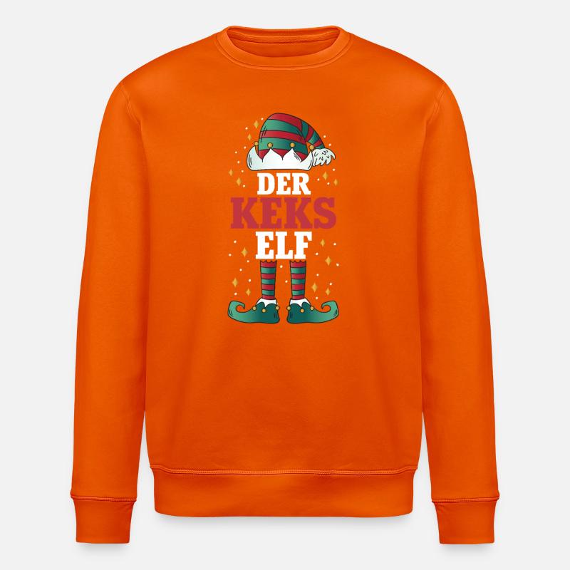 Weihnachten Der Keks Elf - Stanley/Stella Unisex Bio-Sweatshirt ROLLER - Tieforange