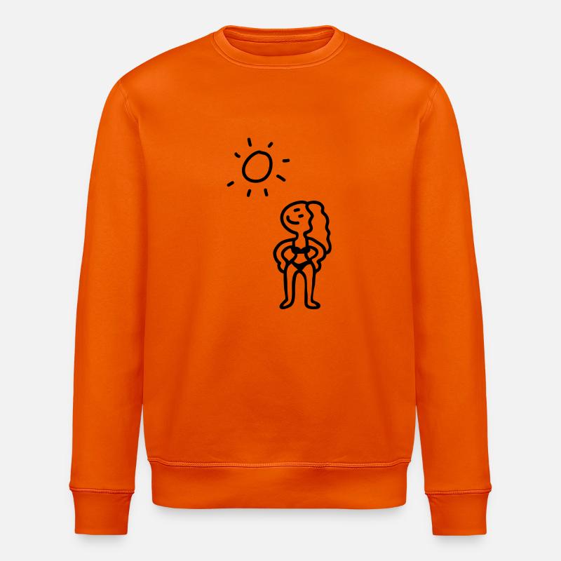 Frau am Strand - line - Stanley/Stella Unisex Bio-Sweatshirt ROLLER - Tieforange