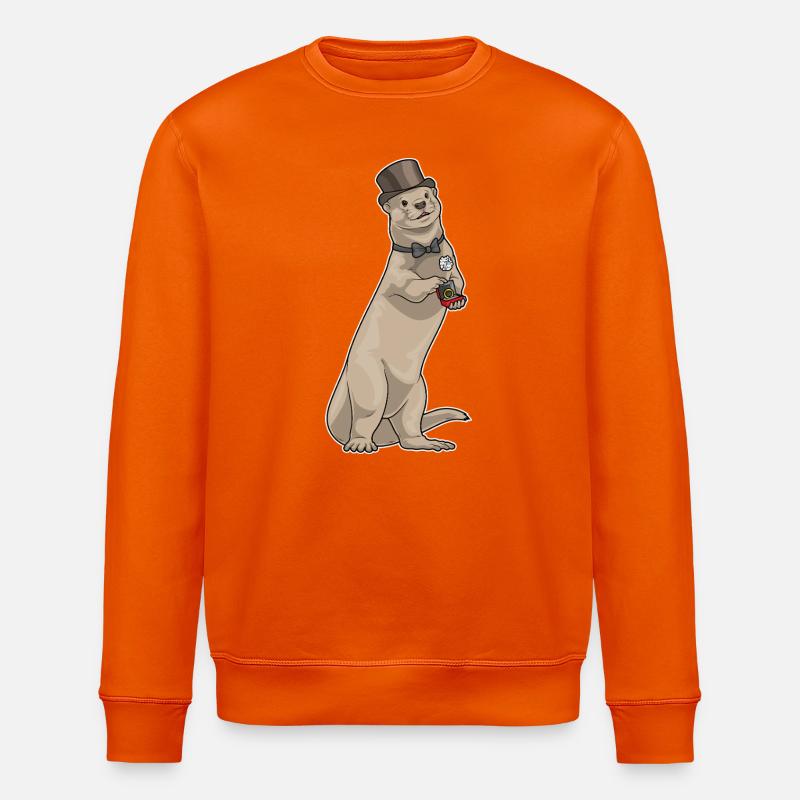Otter Groom Wedding Ring Wedding - Stanley/Stella ROLLER Unisex Organic Sweatshirt - bright orange