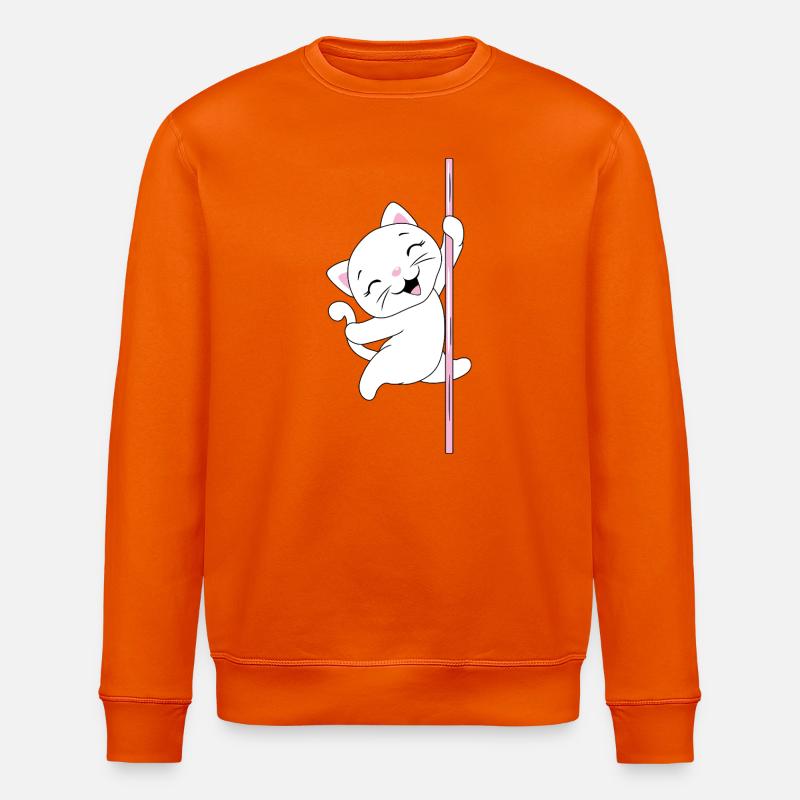 White_cat_is_dancing_on_a_pole - Stanley/Stella Unisex Bio-Sweatshirt ROLLER - Tieforange